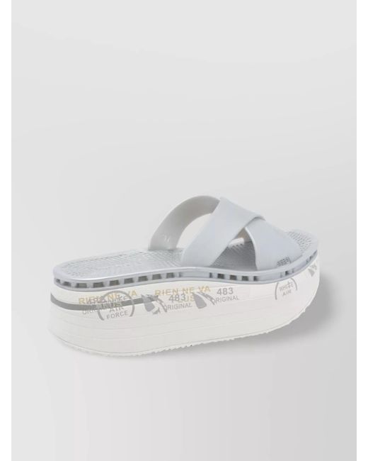 Premiata Metallic Crossed Straps Platform Sandals With Open Toe