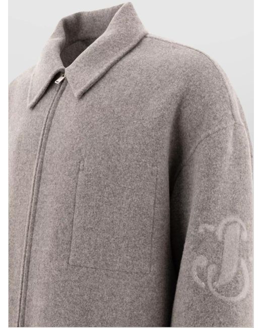 Jil Sander Gray Virgin Wool Double-Breasted Blouson Jacket for men