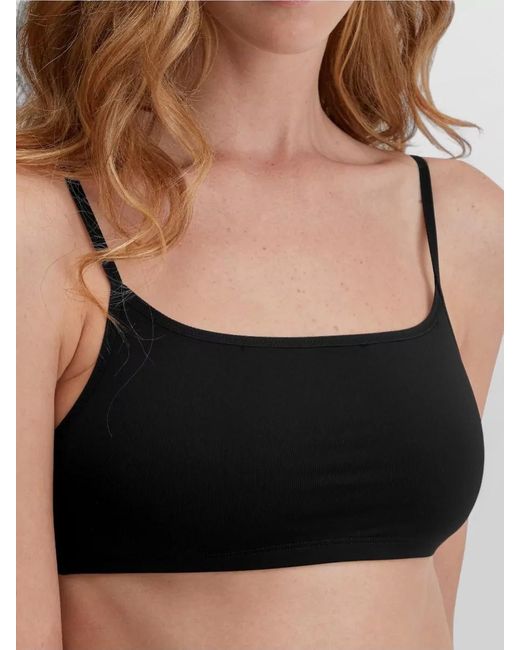 Calida Black Bustier Top Adjustable Straps Seamless Stretch