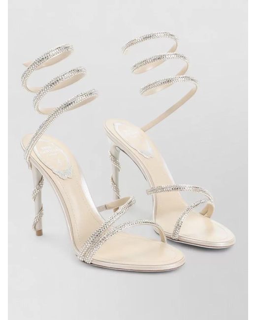 Rene Caovilla Natural Leather Crystal-Embellished Sandals