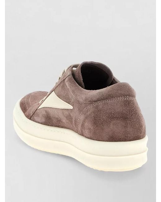 Rick Owens Natural Vintage Sneaks Lace Up Suede Sneakers for men