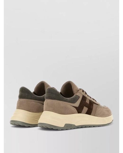 Hogan Brown Sneakers Rubber Sole Suede Panels Design for men