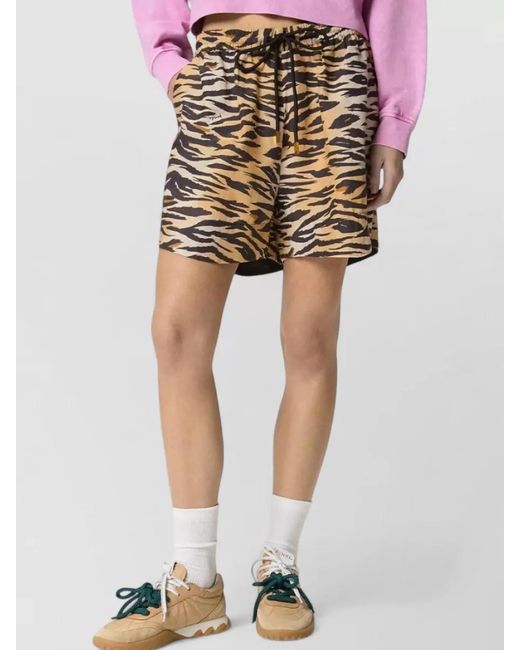 Pinko Multicolor Animal Print Shorts Trousers Side Pockets