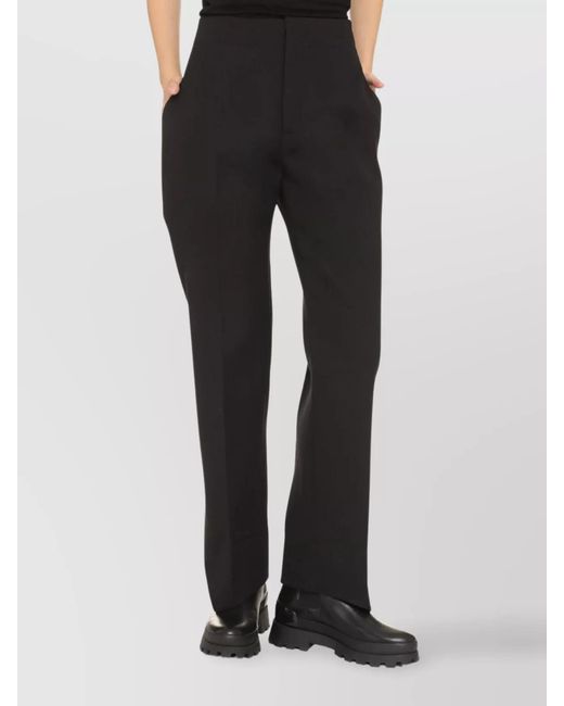 Bottega Veneta Black Wool Straight-Leg Trousers
