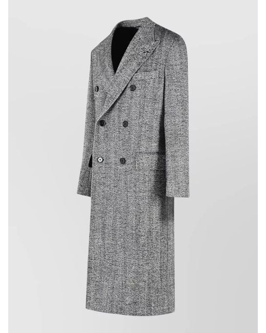 Dolce & Gabbana Gray Virgin Wool Long Coat for men