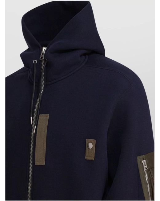 Sacai Blue Cotton Oversized Hoodie for men