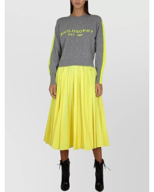 Philosophy Yellow Pleated Skirt