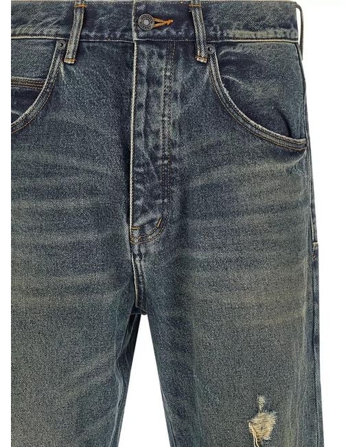 Purple Blue P018 Daily Denim Jeans Belt Loops for men