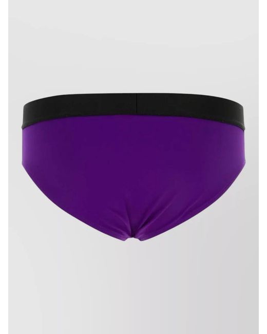 DSquared² Purple Stretch Nylon Swim Brief Logo Waistband for men