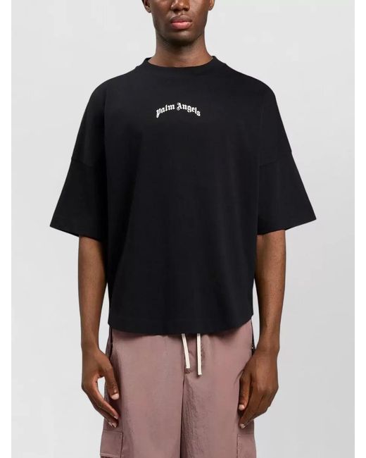Palm Angels Black Logo Crew Neck T-Shirt Short Sleeves for men