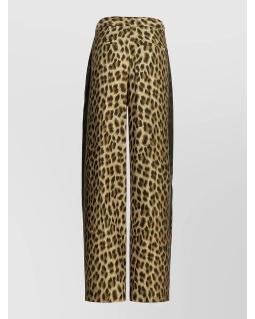 Sportmax Metallic Wide Leg Animal Print Trousers Pleated