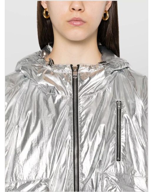IRO Gray Hooded Jacket With Elasticated Cuffs And Hem