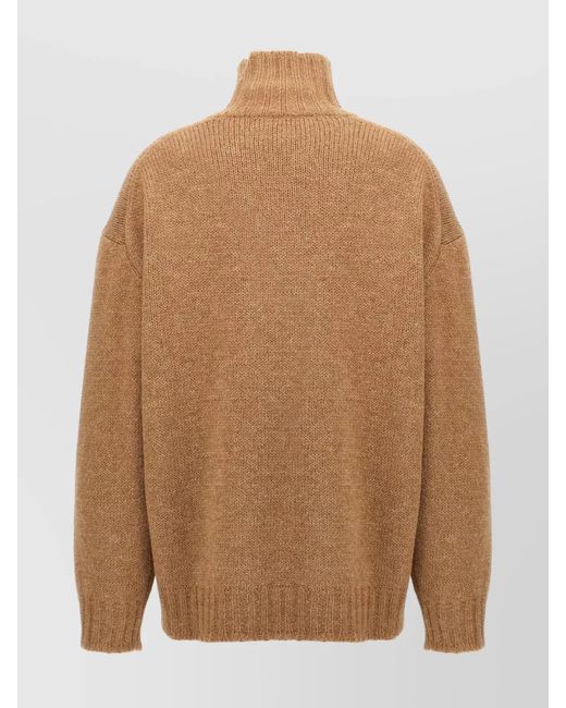 Jil Sander Brown Alpaca Wool Turtleneck Sweater