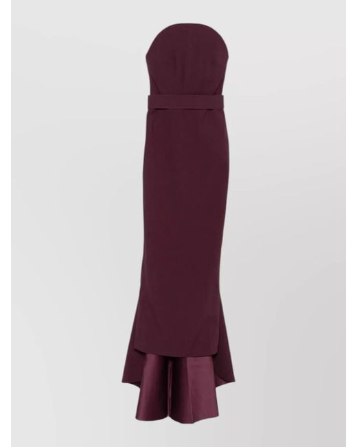 Solace London Red Citra Strapless Belted Floor Length Dress