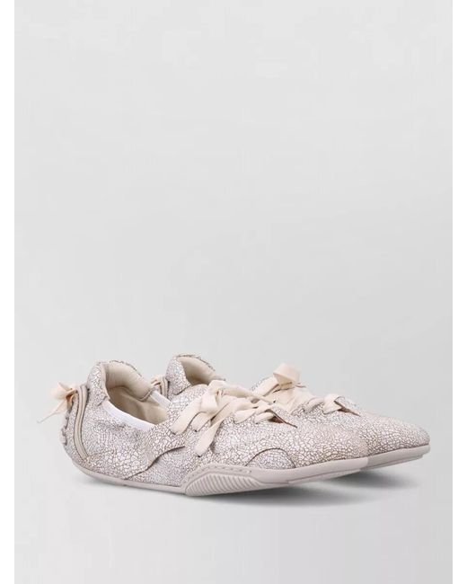 Acne Natural Bilaria Flat Lace Up Leather Ballerina