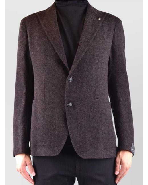 Tagliatore Blue Tailored Suit Jacket With Notch Lapel for men
