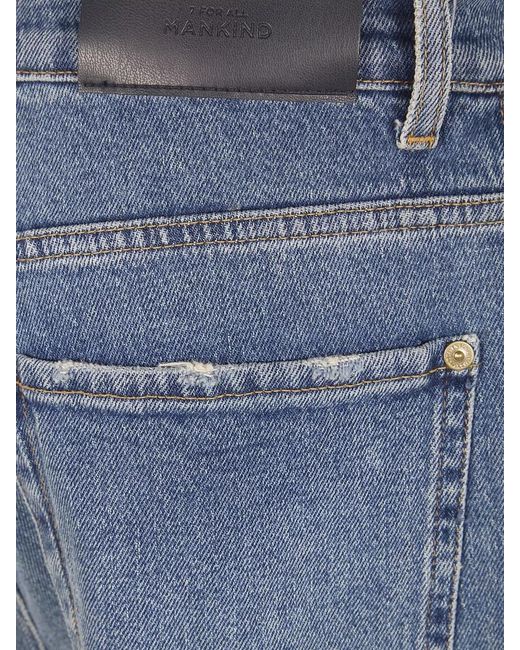 7 For All Mankind Blue Denim Wide-Leg Trousers