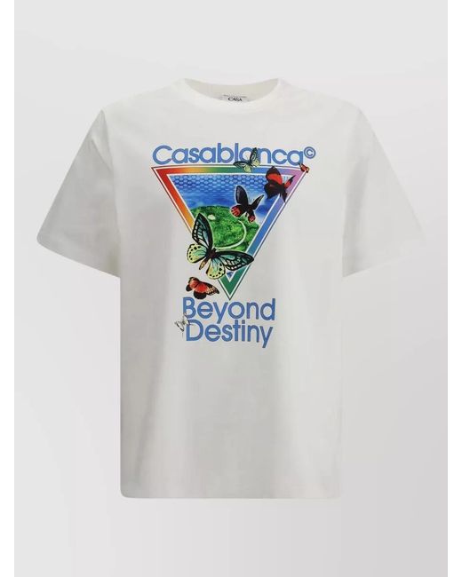 Casablanca Blue Organic Cotton Oversized Printed T-Shirt for men