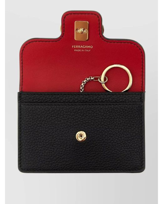 Ferragamo Black Gancini Leather Keyring And Key Holder