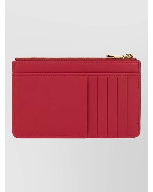Dolce & Gabbana Red Leather Zip Card Holder Keychain