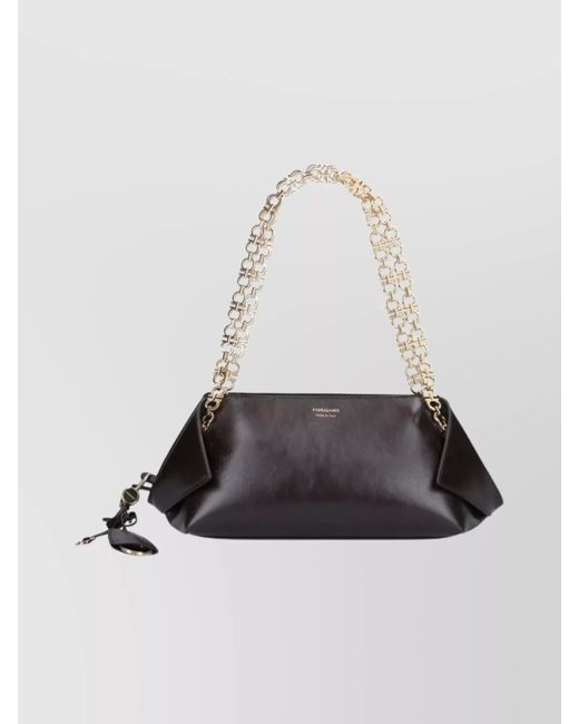 Ferragamo White Chain Strap Shoulder Bag Keychain Accessory
