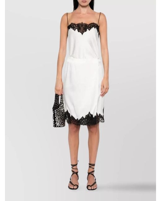 Stella McCartney White Satin Lace Midi Wrap Skirt