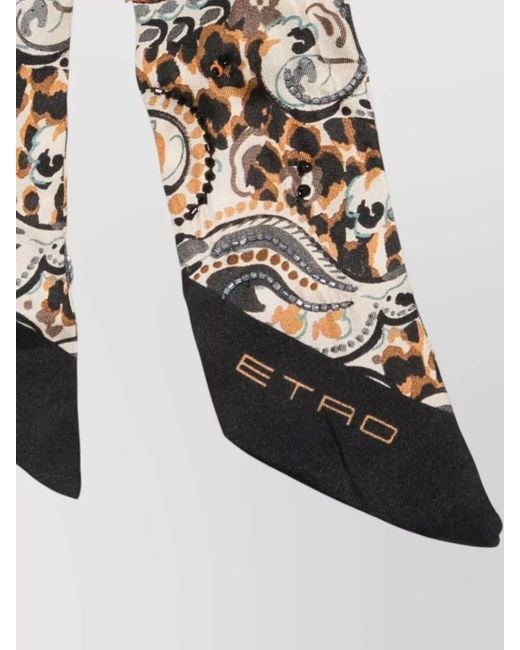 Etro White Silk Square Foulard Beaded Leopard Paisley