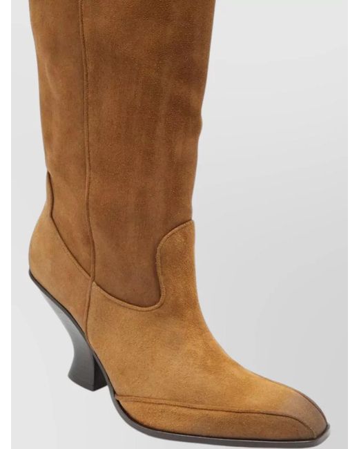DIESEL Brown Luffy Leather Boots Knee High Pointed Toe