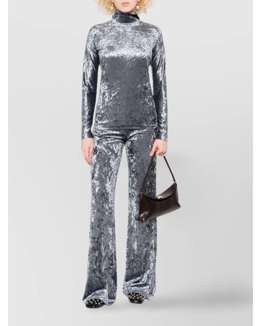 Forte_forte Gray Velvet High-Rise Flared Trousers