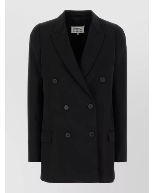 Maison Margiela Black Wool Blazer Double Breasted Button Detailing