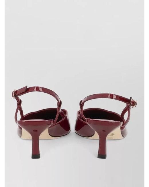 Stuart Weitzman Red Pointed Toe Slingback Kitten Heel Pumps