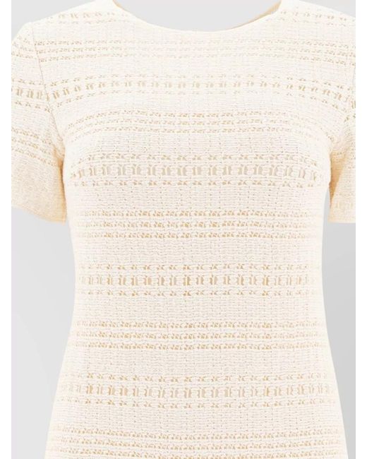Sandbeige White Dress Back Tie Detail Crochet Texture