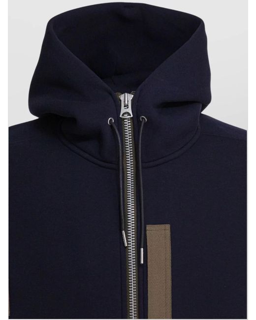Sacai Blue Cotton Oversized Hoodie for men