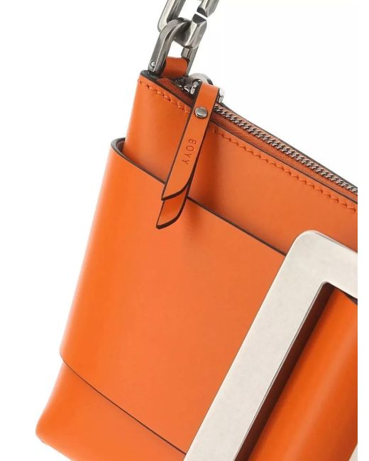 Boyy Orange Buckle Strap Leather Shoulder Bag