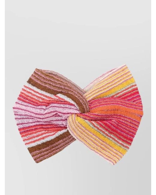 Missoni Pink Fine Knit Striped Twist Front Headband