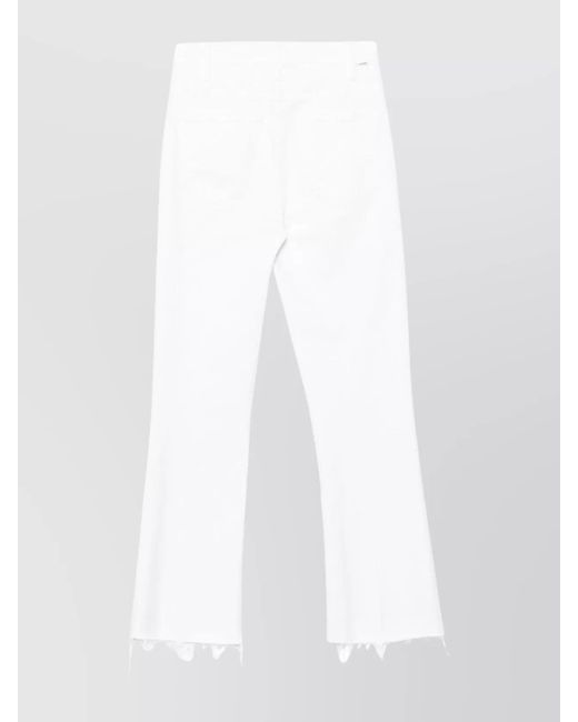 Mother White Denim High-Rise Flared Ankle Jeans