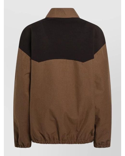 Miu Miu Brown Collared Jacket Two Tone Elasticated Design
