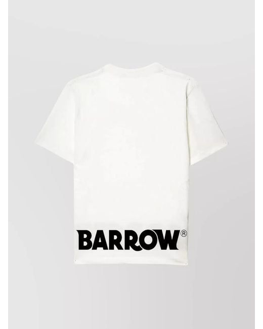 Barrow White Cotton Relaxed-Fit Printed T-Shirt