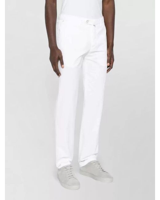 Kiton White Straight-Leg Trousers for men