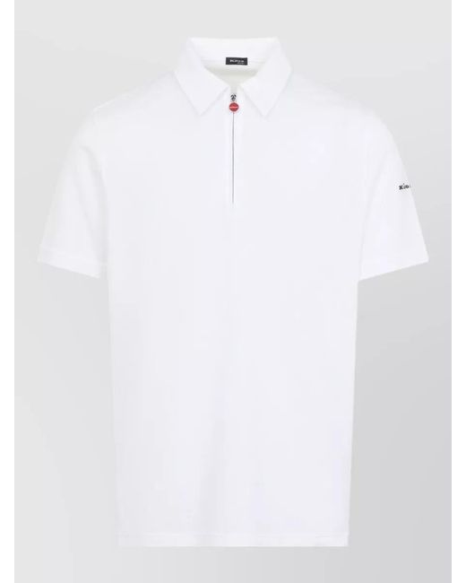 Kiton White Polo Shirt Pointed Collar Short Sleeves for men
