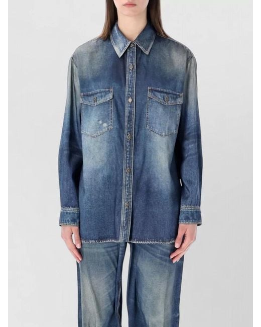 Golden Goose Deluxe Brand Blue Oversized Printed Shirt