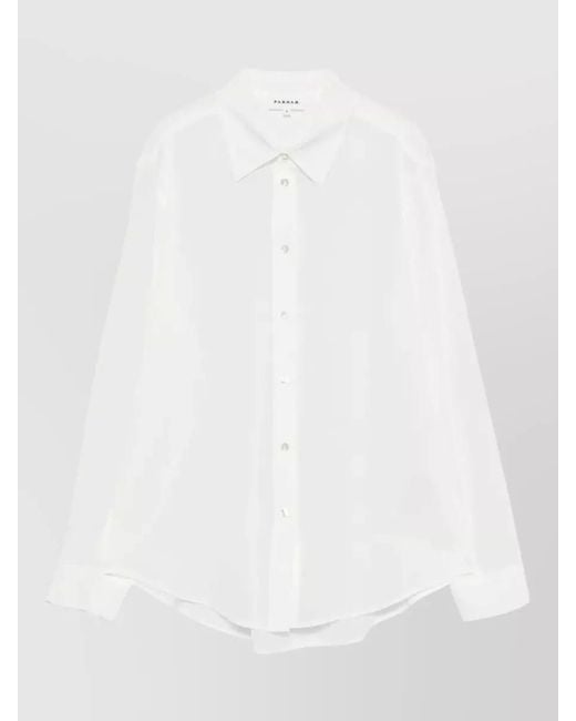 P.A.R.O.S.H. White Shirt Curved Hem Sheer Fabric