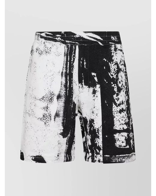 McQueen Black Printed Cotton Jersey Shorts for men