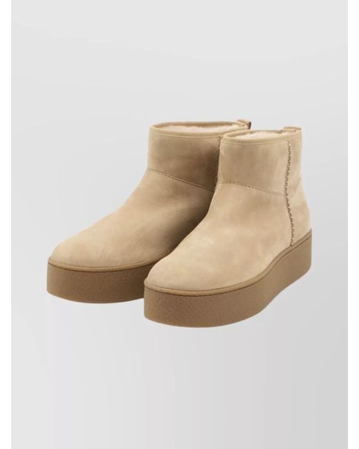 Hogan Natural Shearling Round Toe Ankle Boots