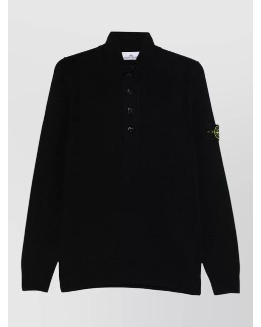 Stone Island Black Short Sleeve Knit Top Nylon Silk for men
