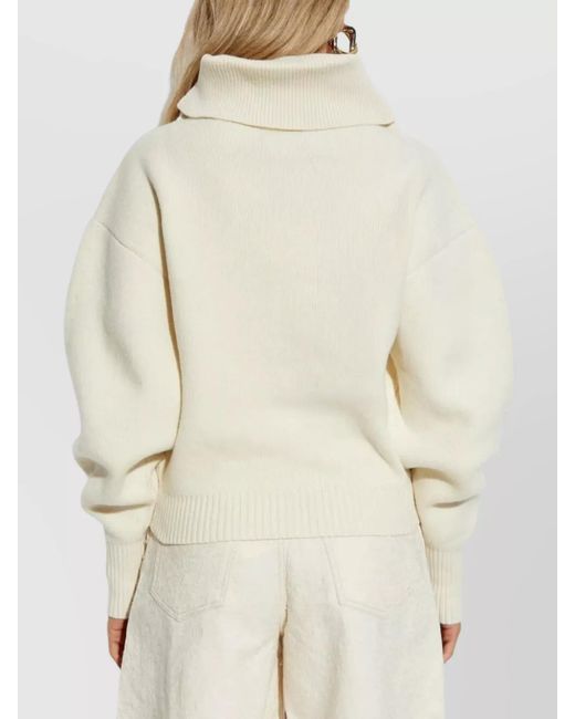 Jacquemus Natural Cashmere Wool Ribbed Turtleneck Jumper