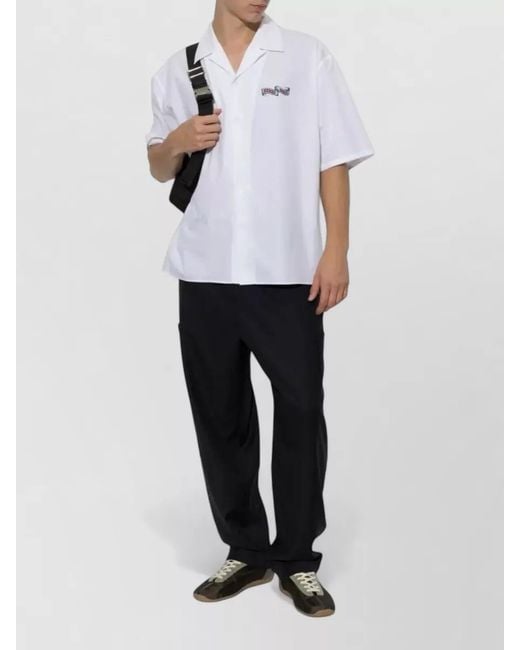 KENZO White Short Sleeve Cotton Shirt Tiger Back for men