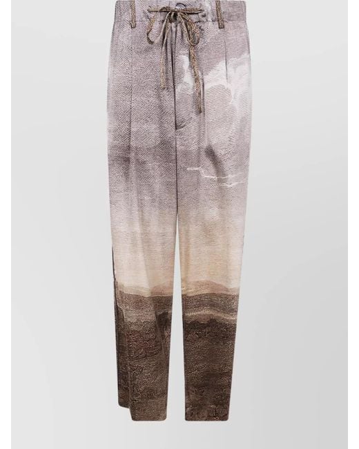 Pierre Louis Mascia Pink Waist Drawstring Textured Fabric Trouser