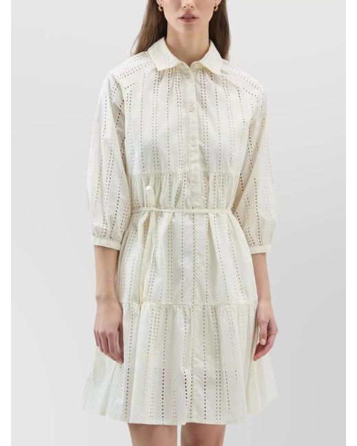 Woolrich Natural Cotton Broderie Anglaise Shirt Mini Dress