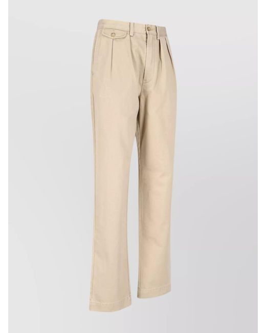 Polo Ralph Lauren Natural Straight Tailored Trousers With Back And Buttoned Pockets for men